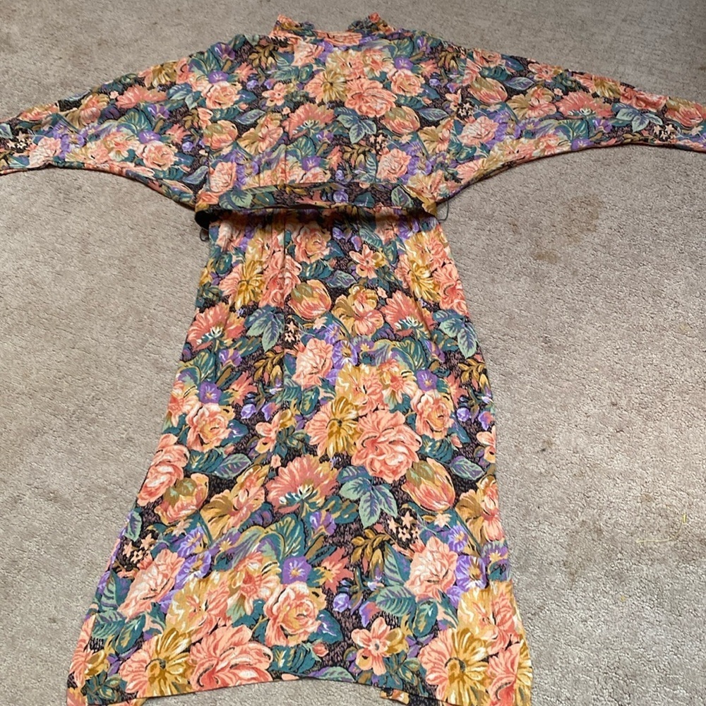 Vintage Phoebe Slouchy Large? Midi Floral Dress Hippie Boho Cottage